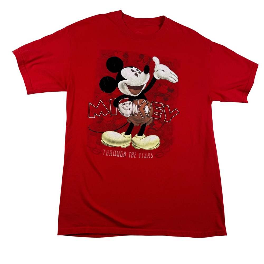 Disney Mickey Mouse Through The Years Red Graphic T-Shirt Mens Medium Y2K Skater